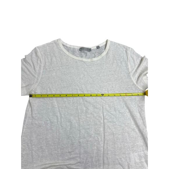 Vince 100% Linen T-Shirt White Women’s L Lightweight Short Sleeve Minimalist Top - Picture 4 of 5